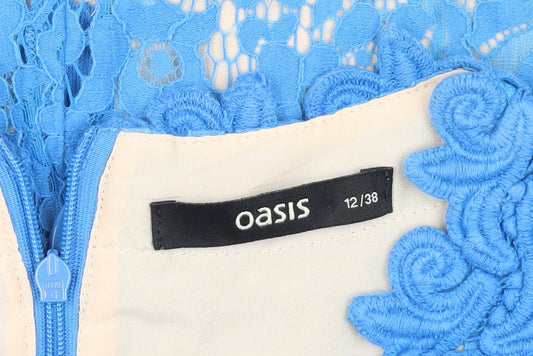 Oasis Women's Blue Sleeveless Lace Dress Size 12