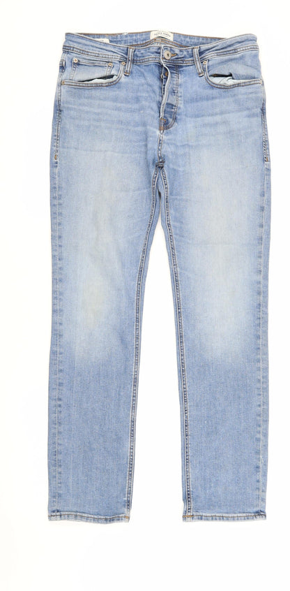 Jack & Jones Men's Blue Slim Fit Denim Jeans, Size 34