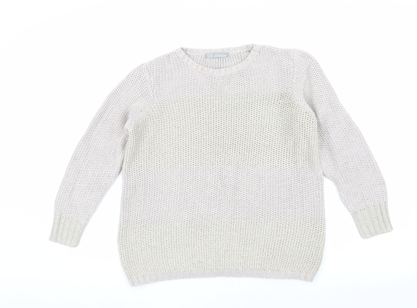 Womens UK Size 12 Marks and Spencer Beige Pullover Jumper