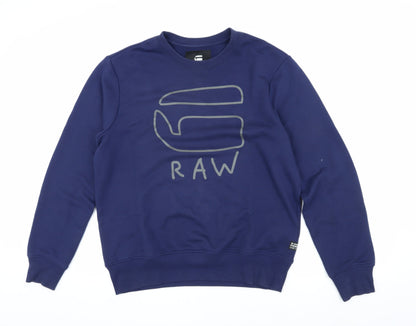 Mens UK Size M G-Star RAW Blue Pullover Sweatshirt