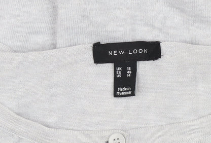 Womens UK Size 18 New Look Grey Cardigan Jumper