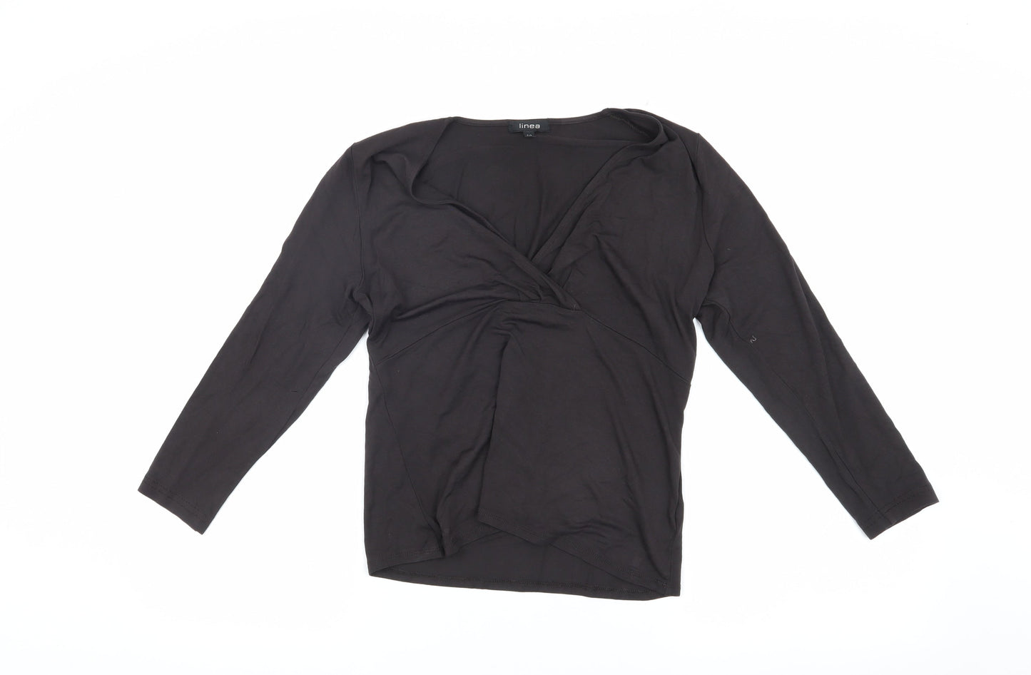 Womens UK Size M Linea Black Wrap Blouse