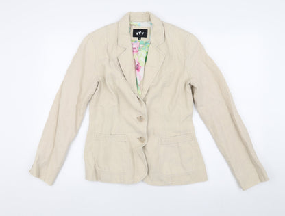 Per Una Women's Beige Blazer, Size 8, Two-Button, Cotton