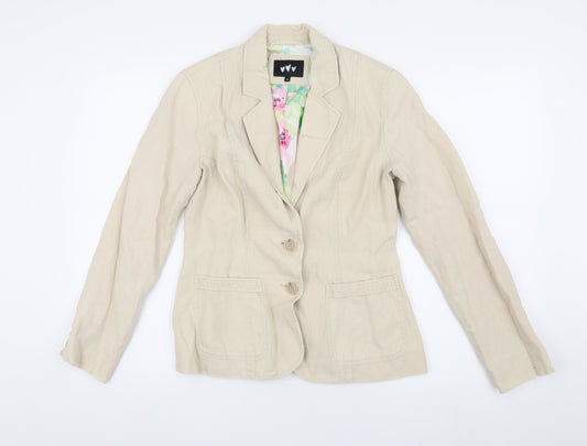 Per Una Women's Beige Blazer, Size 8, Two-Button, Cotton