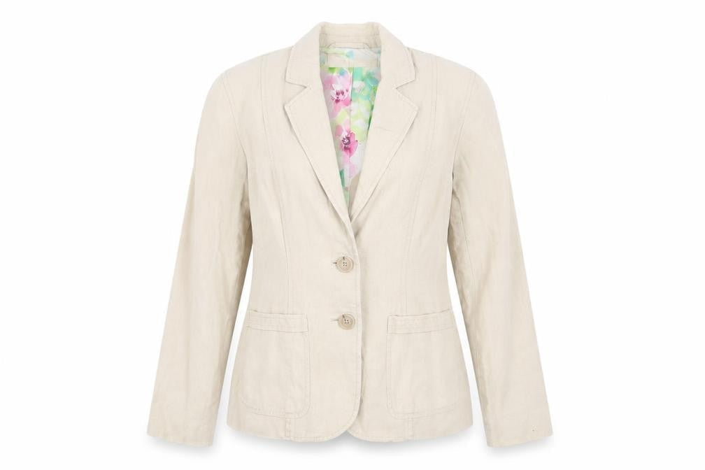 Per Una Women's Beige Blazer, Size 8, Two-Button, Cotton