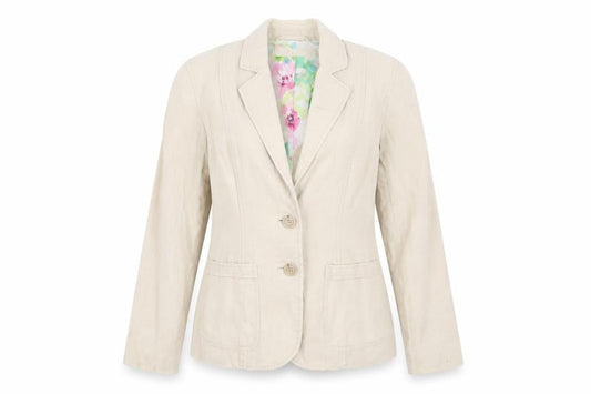 Per Una Women's Beige Blazer, Size 8, Two-Button, Cotton