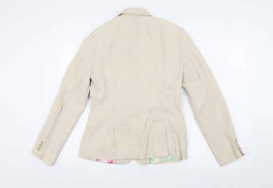 Per Una Women's Beige Blazer, Size 8, Two-Button, Cotton