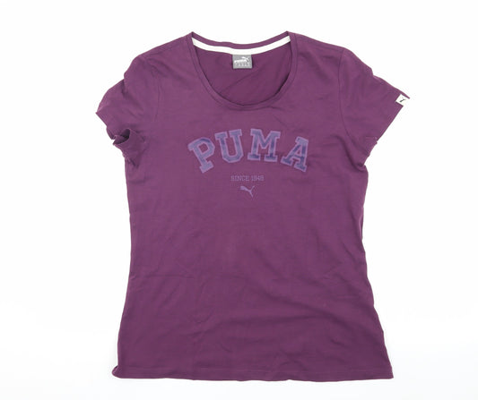 Puma Women's Purple T-Shirt, Size L, Short Sleeve