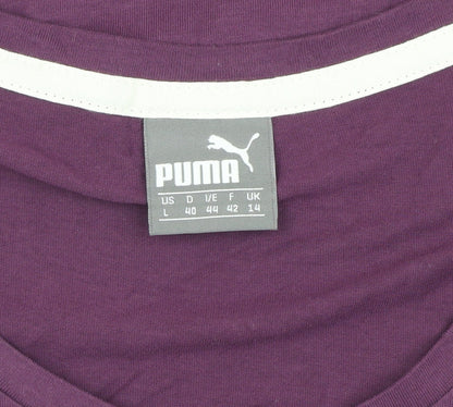 Puma Women's Purple T-Shirt, Size L, Short Sleeve
