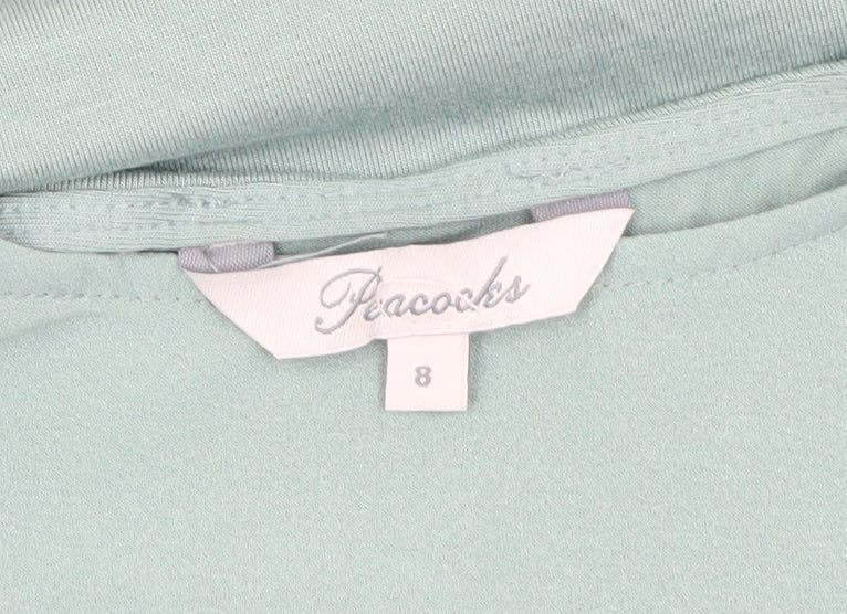 Womens UK Size 8 Peacocks Green Basic Blouse
