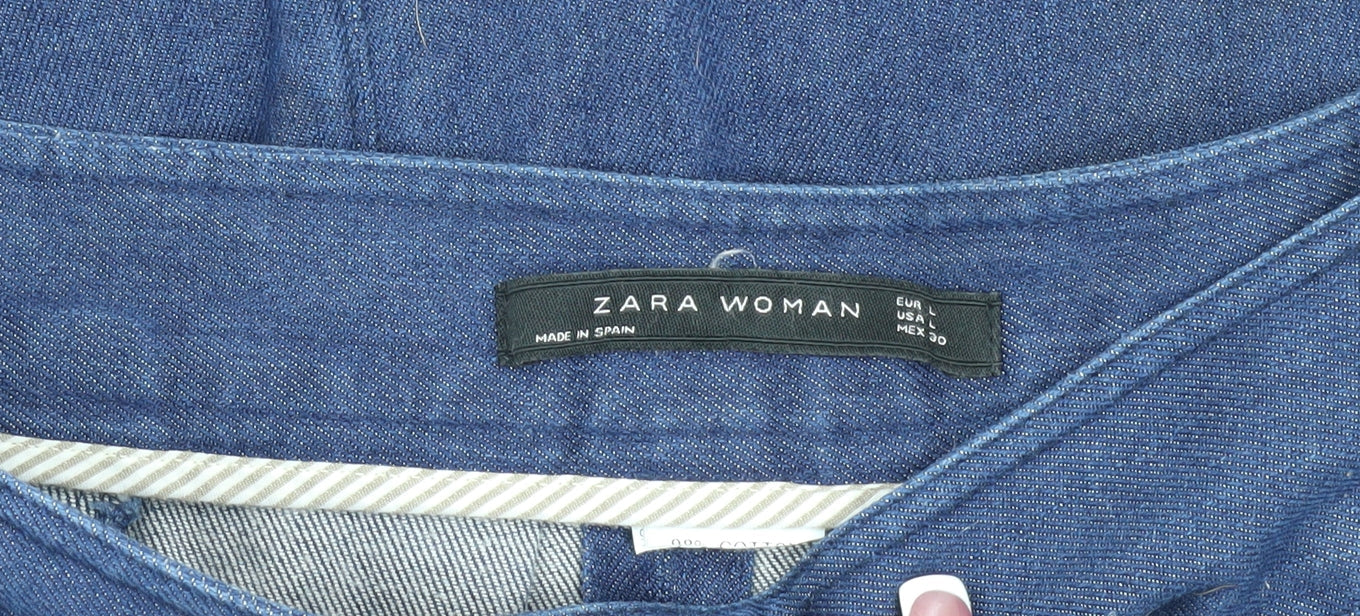 Womens UK Size L Zara A-Line Denim Skirt