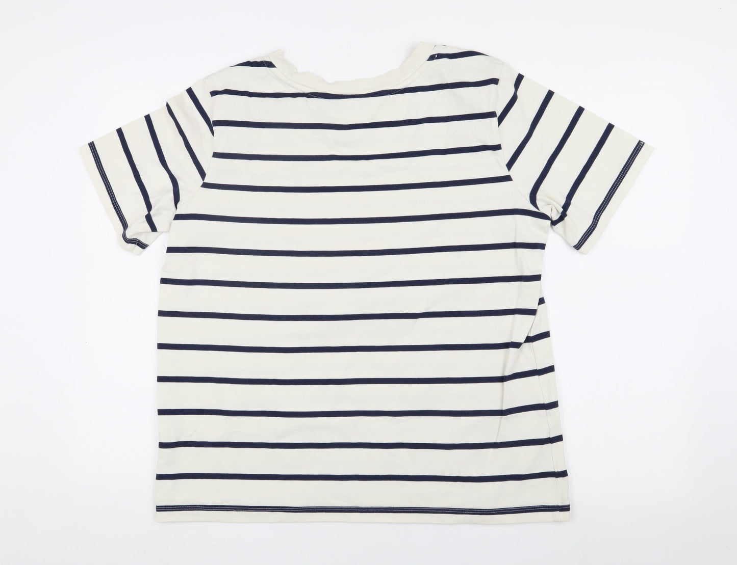 Lands' End Men's White Striped T-Shirt Size L