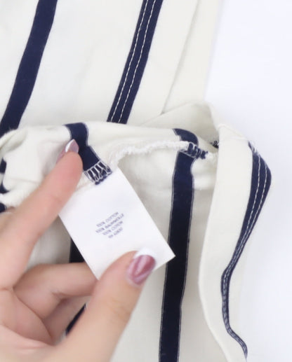 Lands' End Men's White Striped T-Shirt Size L