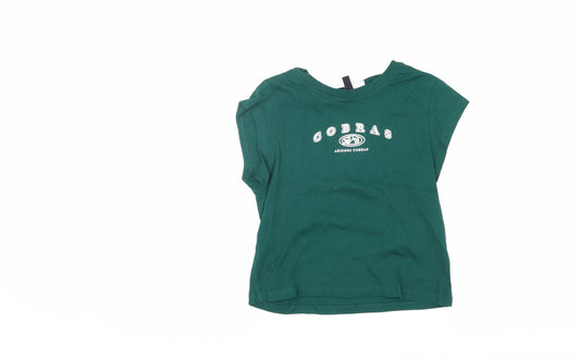 Womens UK Size 2XS H&M Green Basic T-Shirt