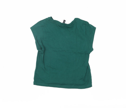 Womens UK Size 2XS H&M Green Basic T-Shirt