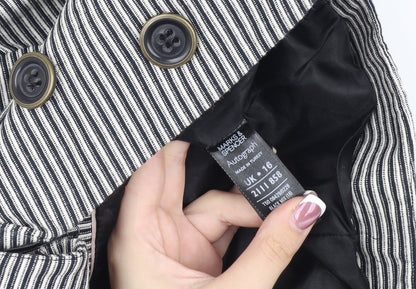 Marks and Spencer Stripe Blazer Women Black Size 16