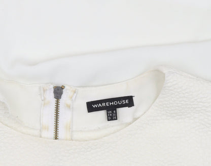 Warehouse Women’s White Blouse, Size 8, Sleeveless