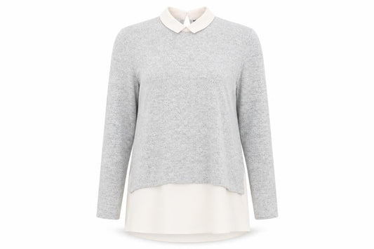 Front view of Wallis Women’s Grey Collared jumper, size UK 10
