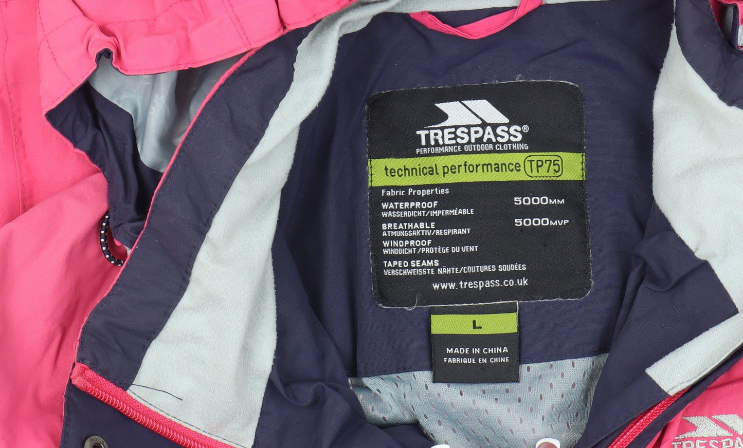 Womens UK Size L Trespass Pink Puffer Jacket