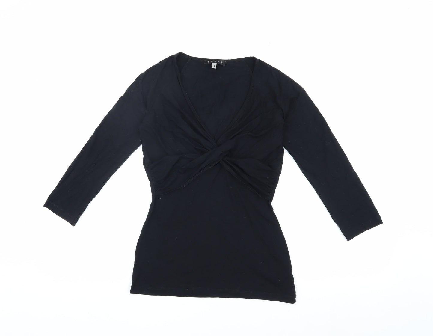 Coast Women's Black Wrap Blouse Size 8 with V-Neck