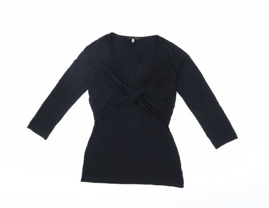 Coast Women's Black Wrap Blouse Size 8 with V-Neck