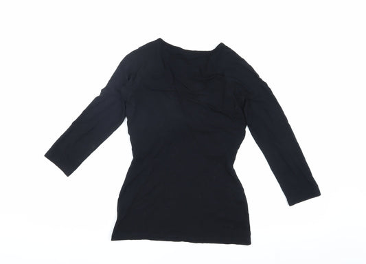 Coast Women's Black Wrap Blouse Size 8 with V-Neck
