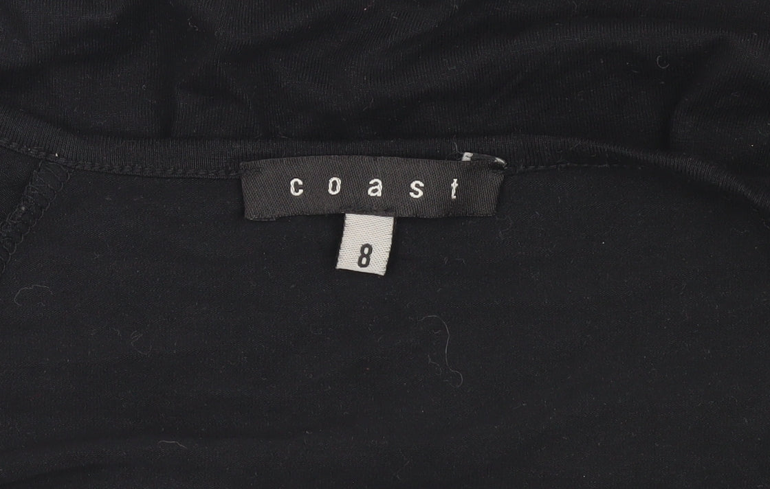 Coast Women's Black Wrap Blouse Size 8 with V-Neck