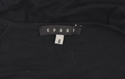 Coast Women's Black Wrap Blouse Size 8 with V-Neck