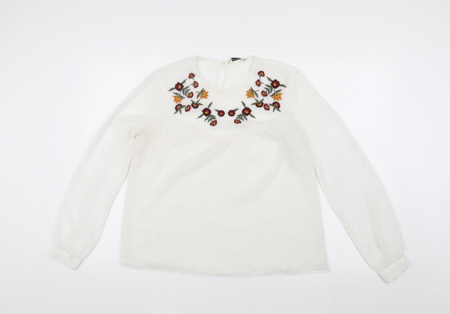 Womens UK Size 12 Stradivarius White Basic Blouse