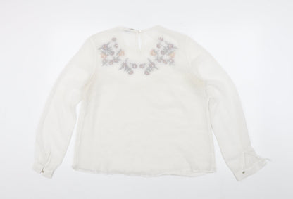 Womens UK Size 12 Stradivarius White Basic Blouse