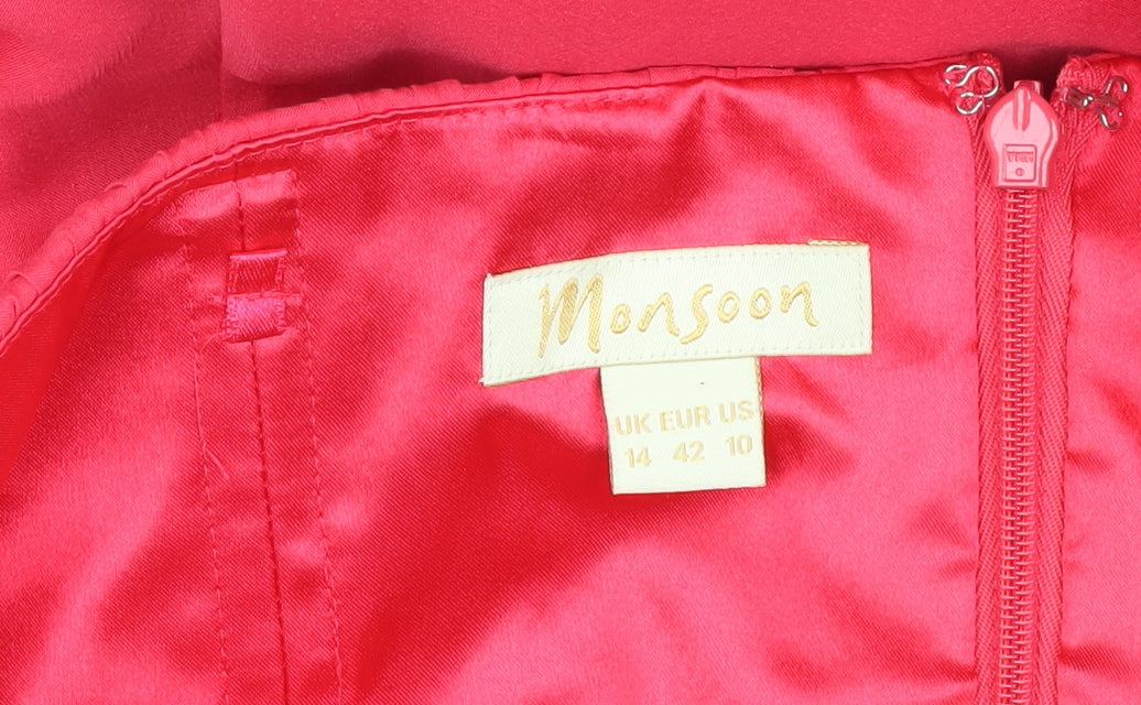 Monsoon Women's Pink Strapless Dress, Size 14