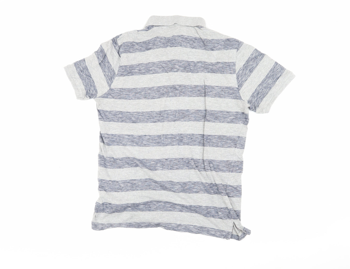 Brave Soul Men's Grey Striped Polo Large