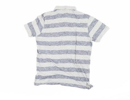 Brave Soul Men's Grey Striped Polo Large