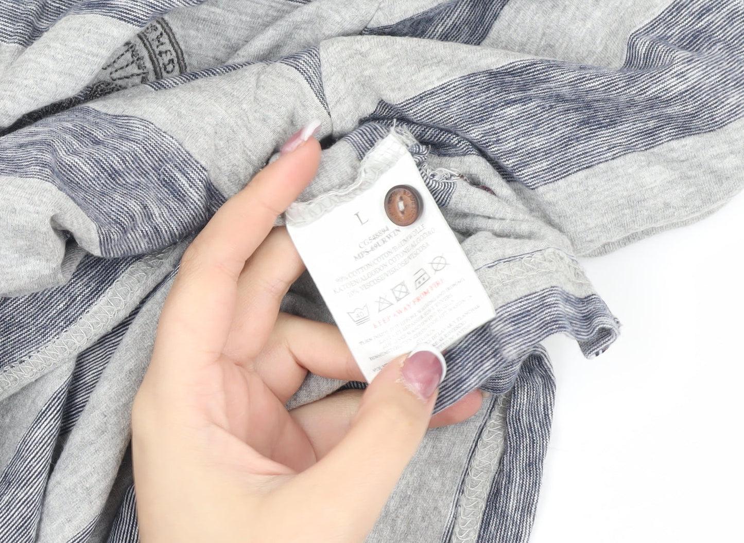 Brave Soul Men's Grey Striped Polo Large