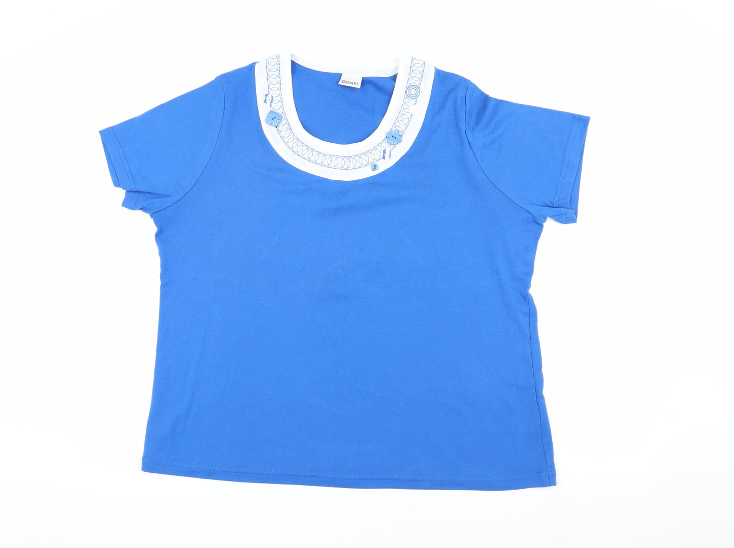 Damart Women's Blue Embroidered T-Shirt XL
