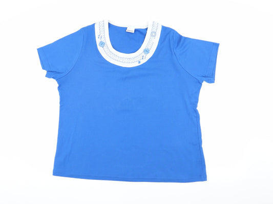 Damart Women's Blue Embroidered T-Shirt XL