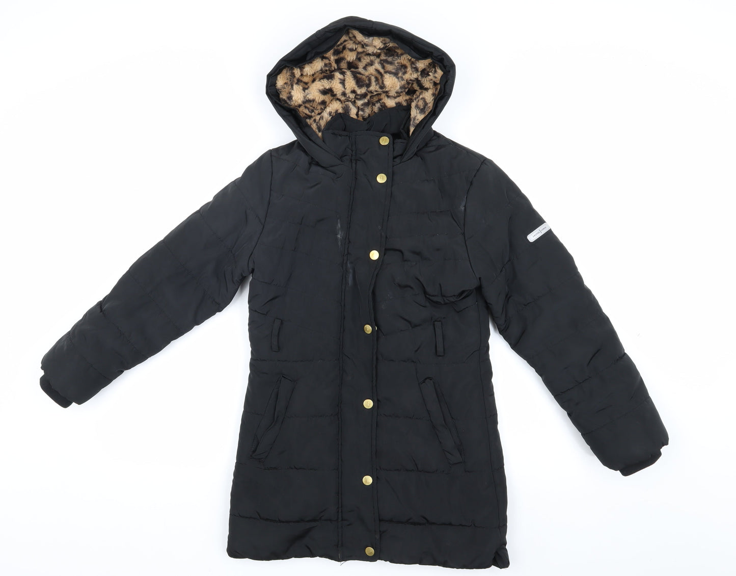Jasper Conran Girls Black Puffer Jacket 9-10 Hooded Long