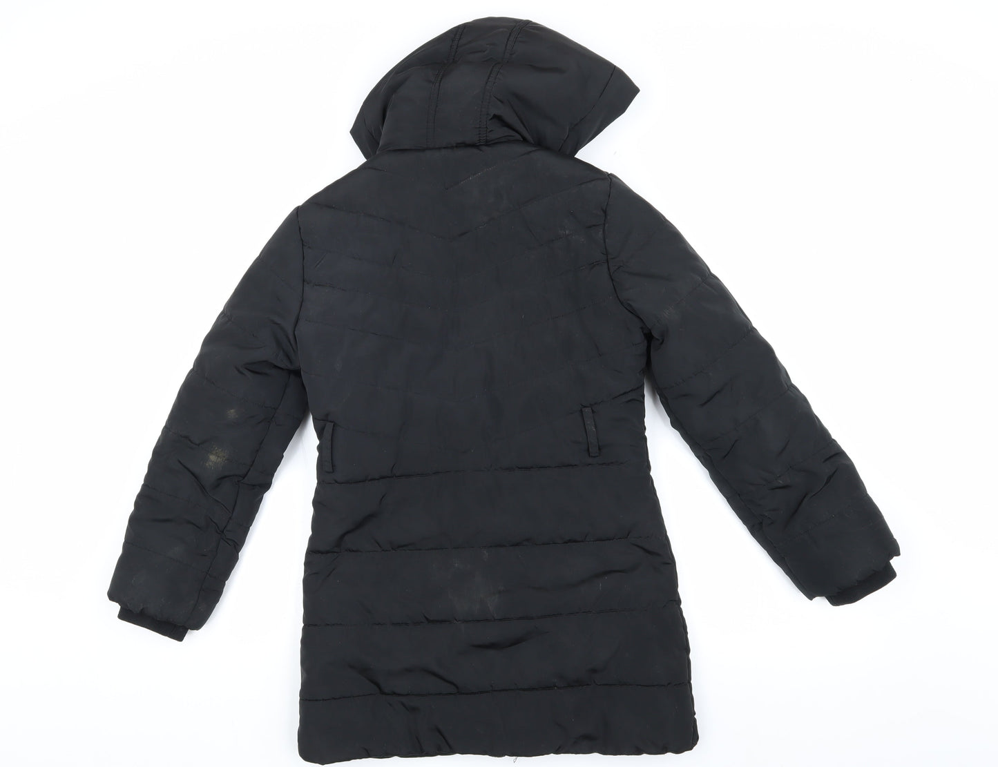 Jasper Conran Girls Black Puffer Jacket 9-10 Hooded Long
