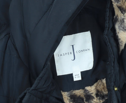 Jasper Conran Girls Black Puffer Jacket 9-10 Hooded Long
