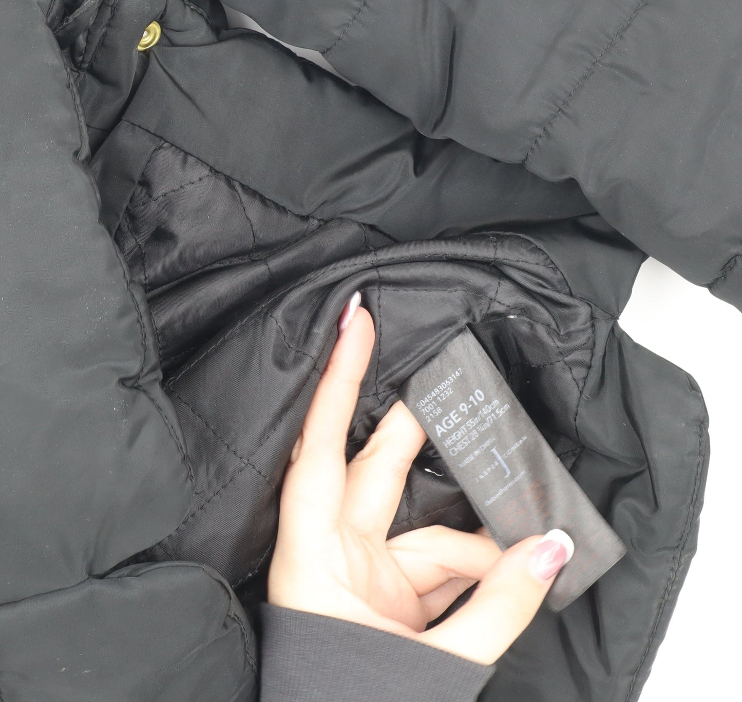Jasper Conran Girls Black Puffer Jacket 9-10 Hooded Long