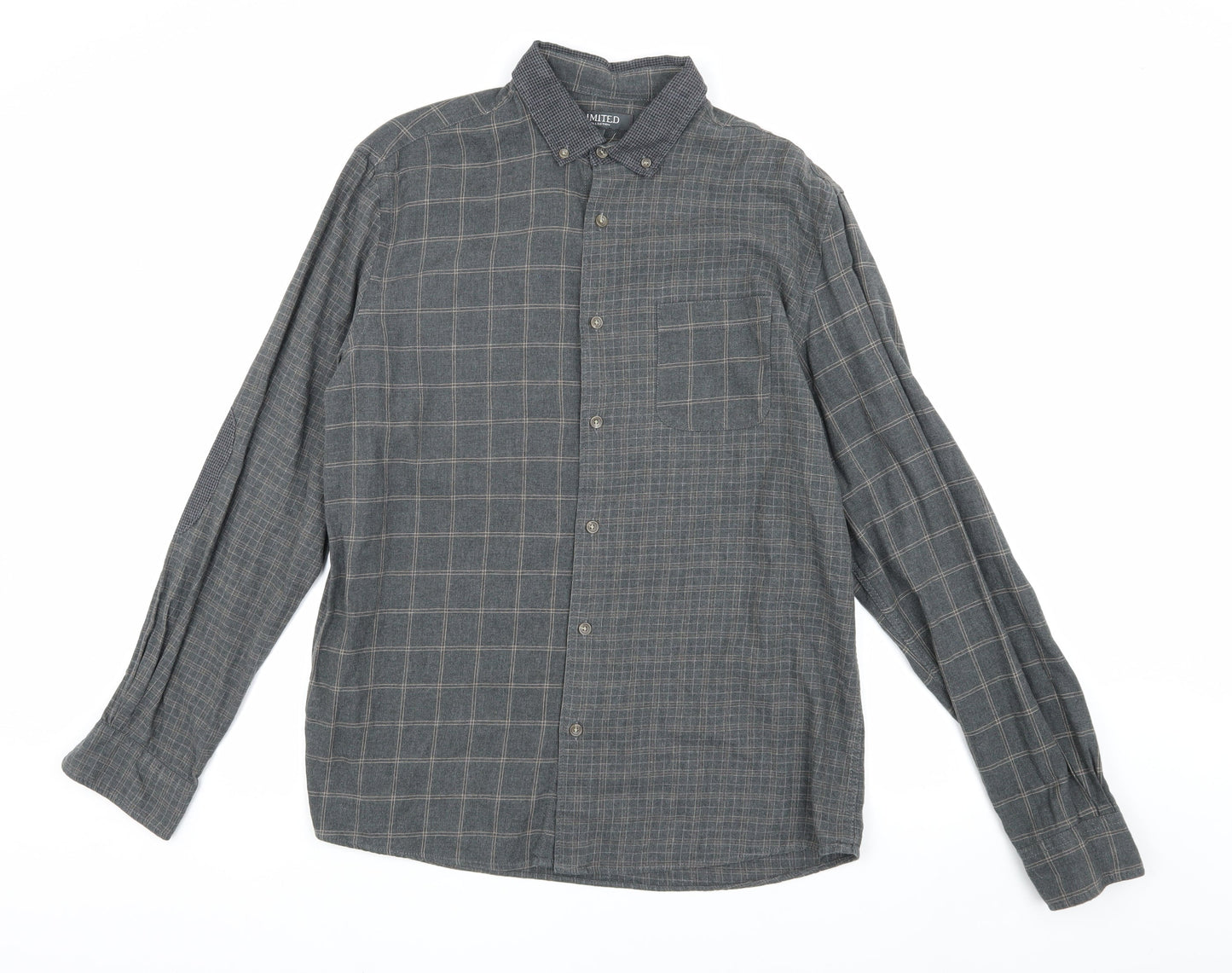 Limited Men's Grey Check Shirt M Slim Fit