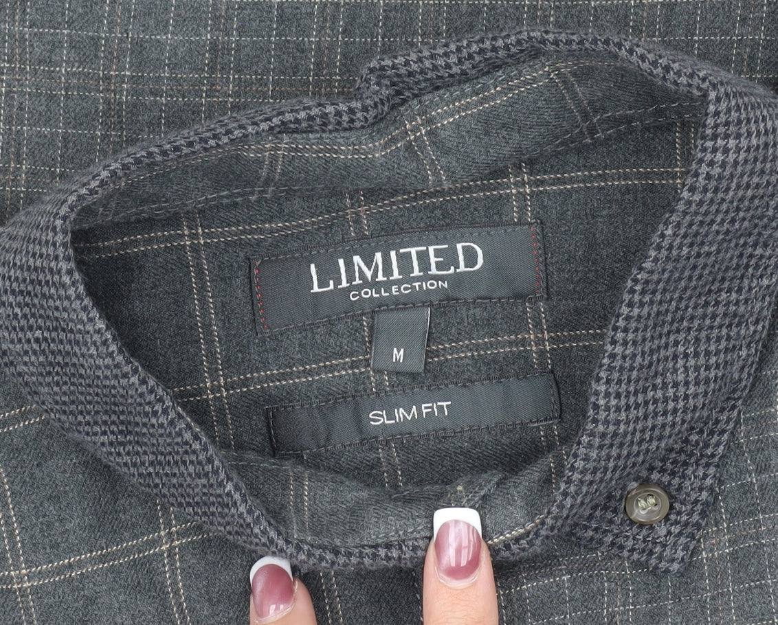Limited Men's Grey Check Shirt M Slim Fit