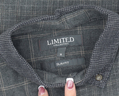 Limited Men's Grey Check Shirt M Slim Fit