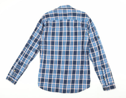 Jack & Jones Men's Blue Plaid Button-Up Shirt M