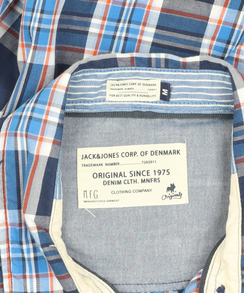 Jack & Jones Men's Blue Plaid Button-Up Shirt M