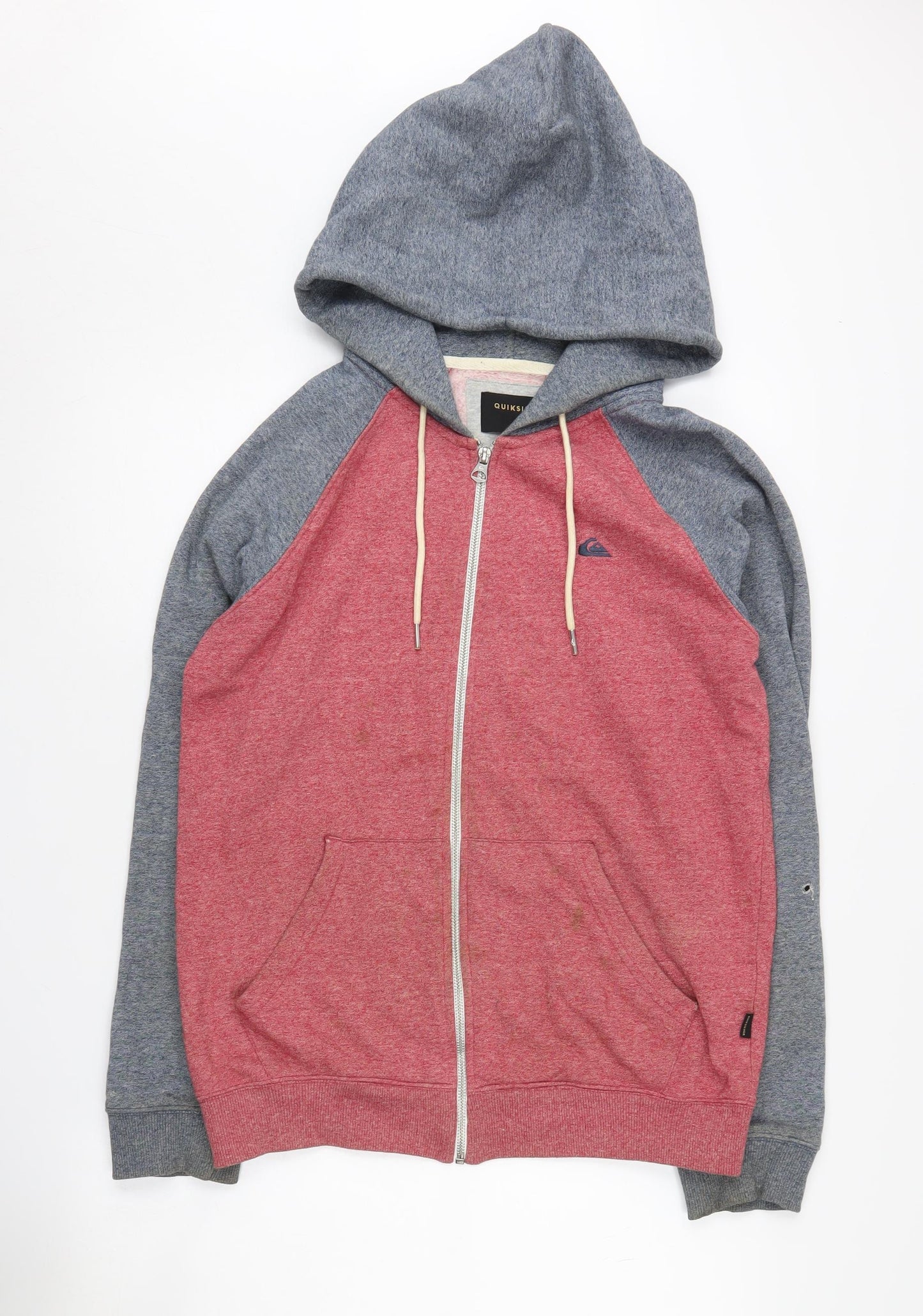 Mens UK Size XS Quiksilver Red Full Zip Hoodie