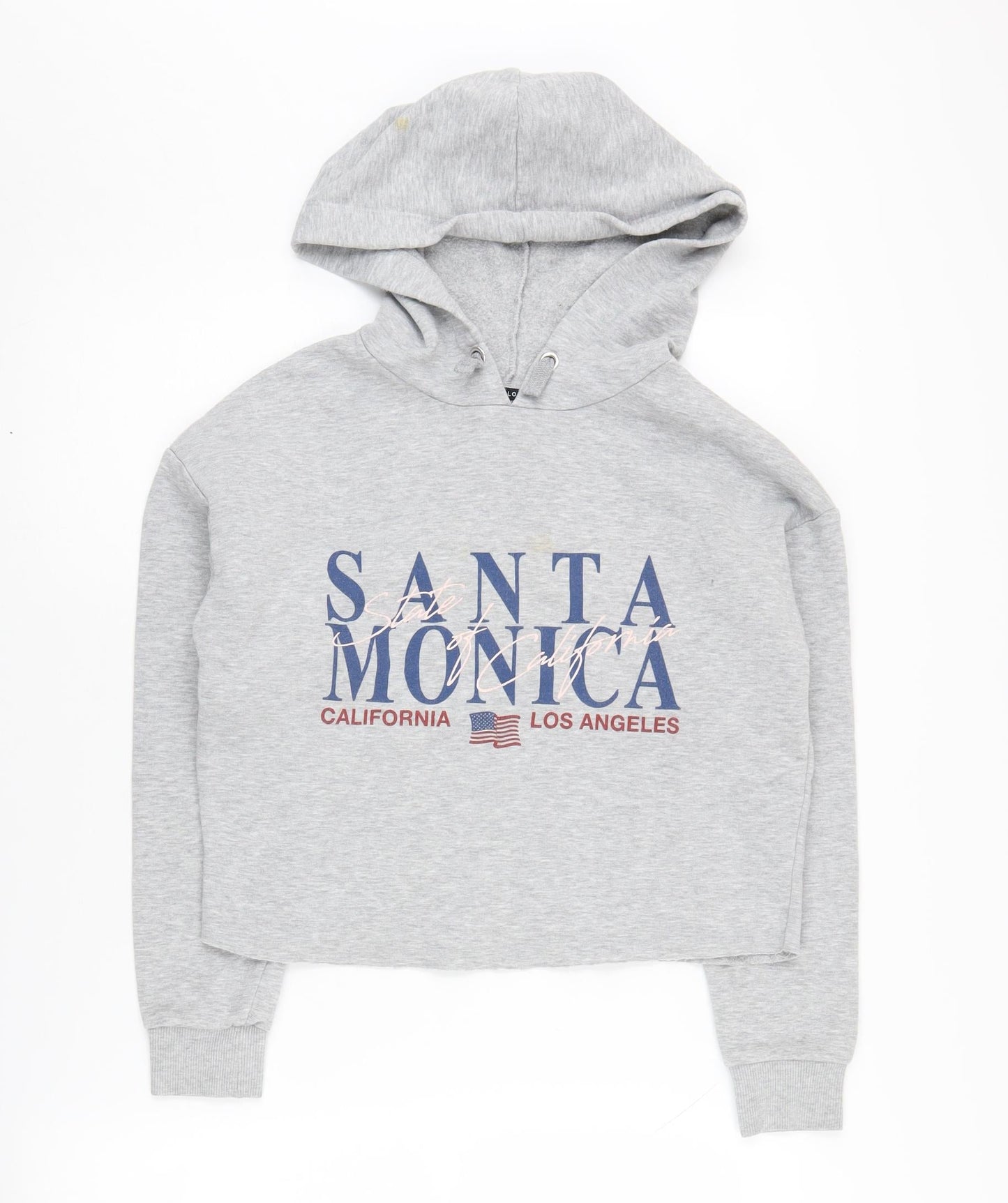 New Look Girls Grey Pullover Hoodie, Size 12-13, Graphic Print