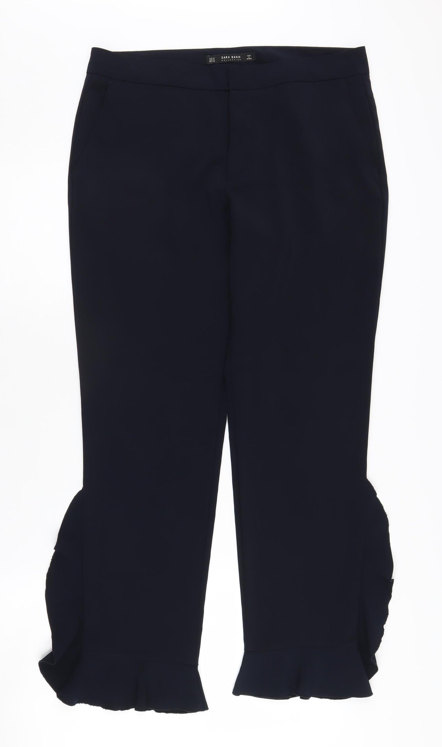 Zara Basic Women's Cropped Black Trousers Size M