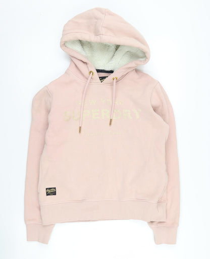 Superdry Women's Pink Pullover Hoodie, Size 8, Logo Accent