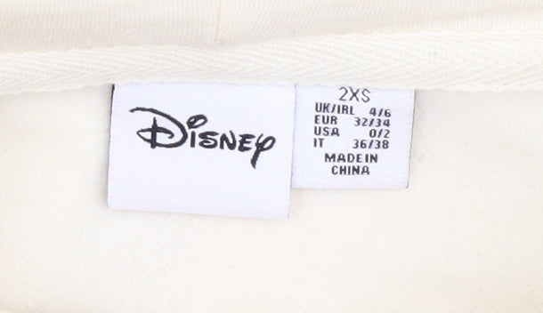 Womens UK Size 2XS Disney Ivory Pullover Hoodie